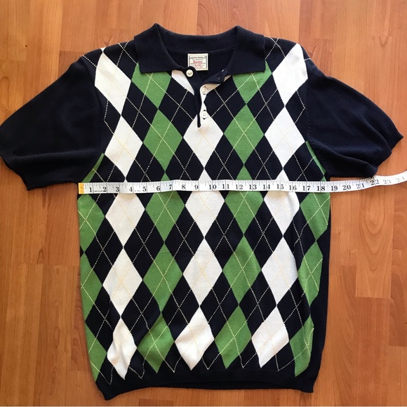STEVE & BARRY ALL-AMERICAN - 2 Boys Argyle Blue & Green Short Sleeve Sweaters - Picture 8 of 14